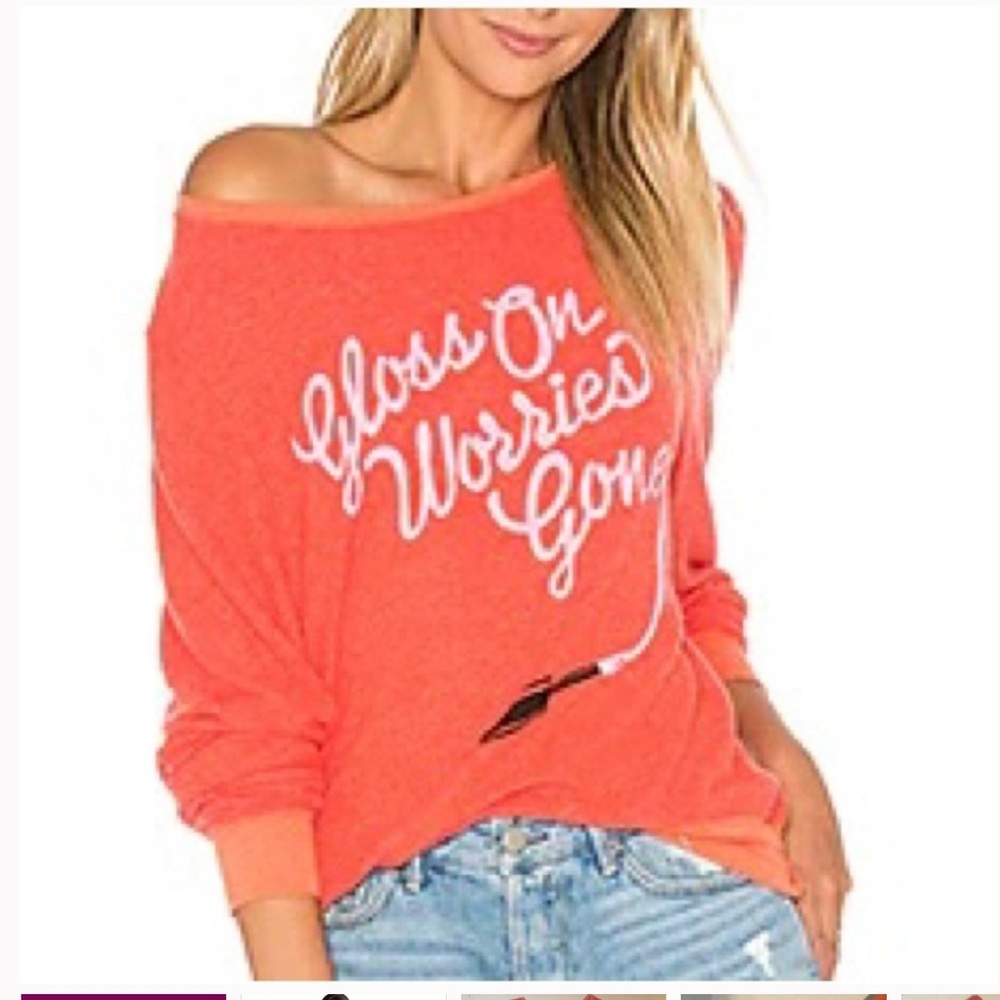 Wildfox L “Gloss On Worries Gone Sweatshirt”